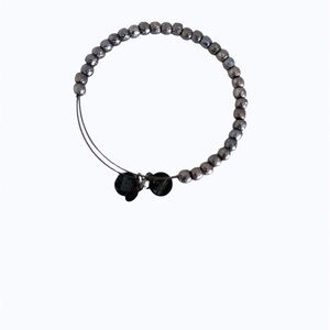 Alex and Ani  Beaded Bracelet with “Midnight Silver” finish